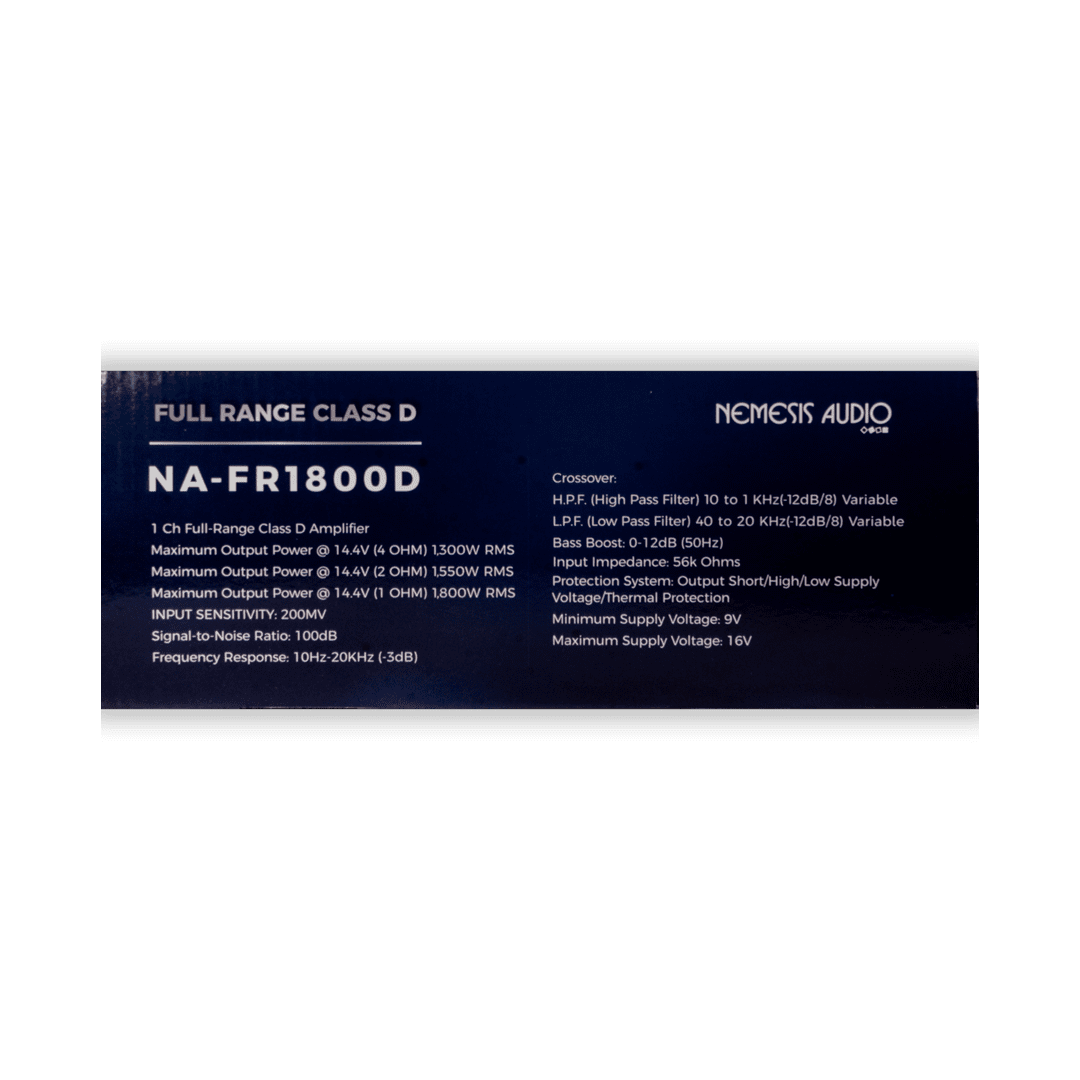 Nemesis Audio NA-FR1800D full range monoblock amplifier box side