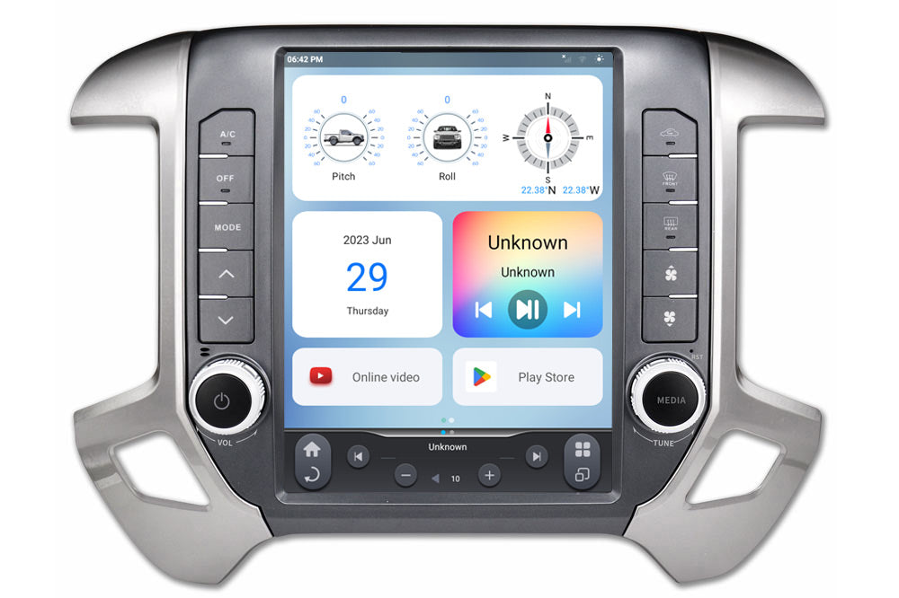 Linkswell GEN 6 T-Style radio for 2014-2019 Chevy Silverado and GMC Sierra large touchscreen head unit TS-GMPU12-1RR-6H