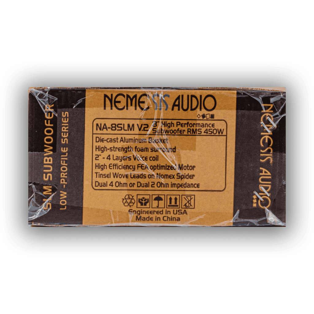 Nemesis Audio NA-8SLM V.2 8-inch 450W RMS subwoofer retail box rear