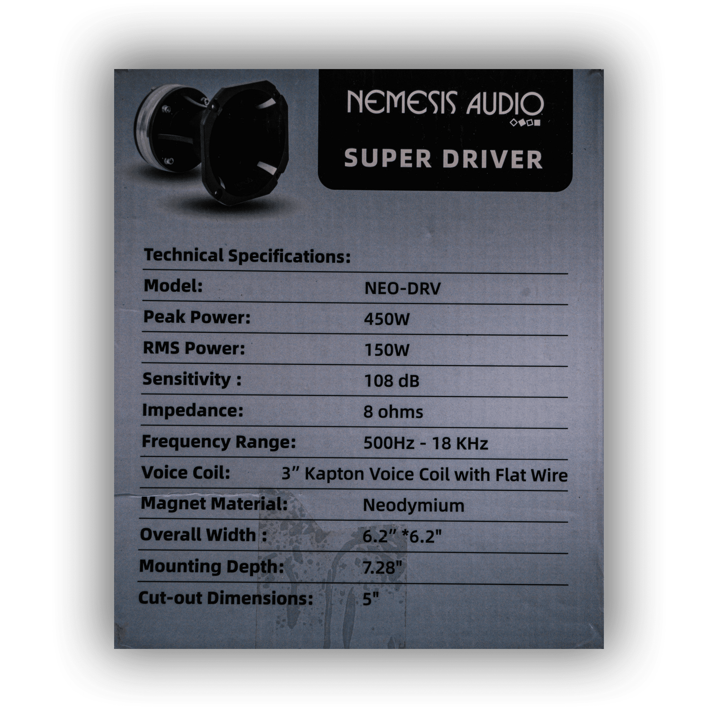 Nemesis Audio NEO-DRV 3-inch voice coil super driver rear view