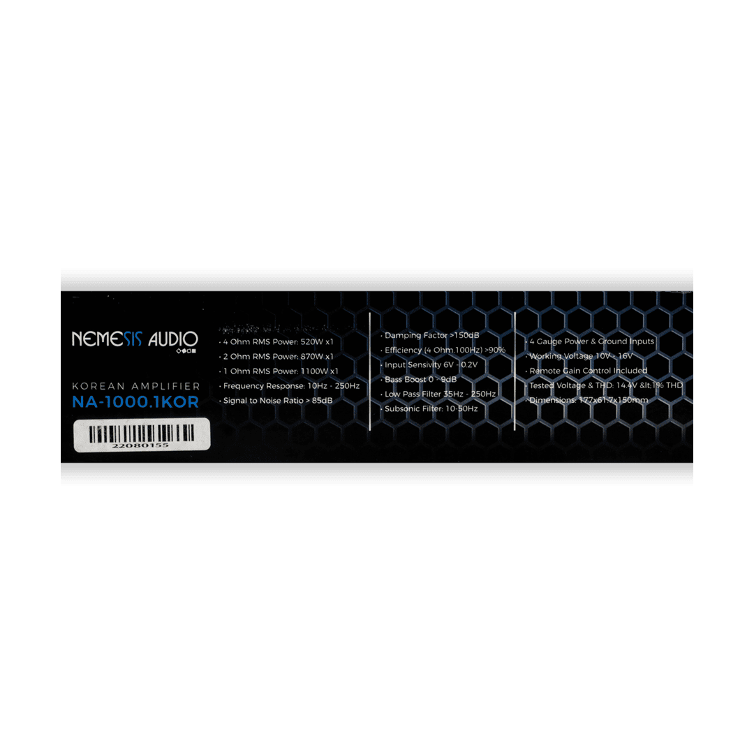 Nemesis NA-1000.1KOR | Class D 1-Channel Monoblock Car Amplifier 1000 Watts @ 1-Ohm – Made In Korea image 5