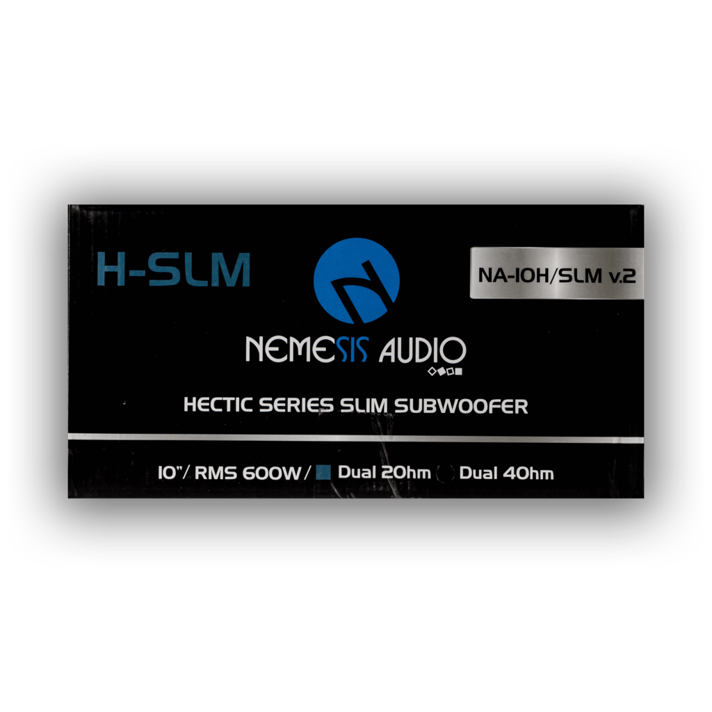 Nemesis Audio NA-10H-SLM V.2 10-inch 600W RMS subwoofer retail box angle