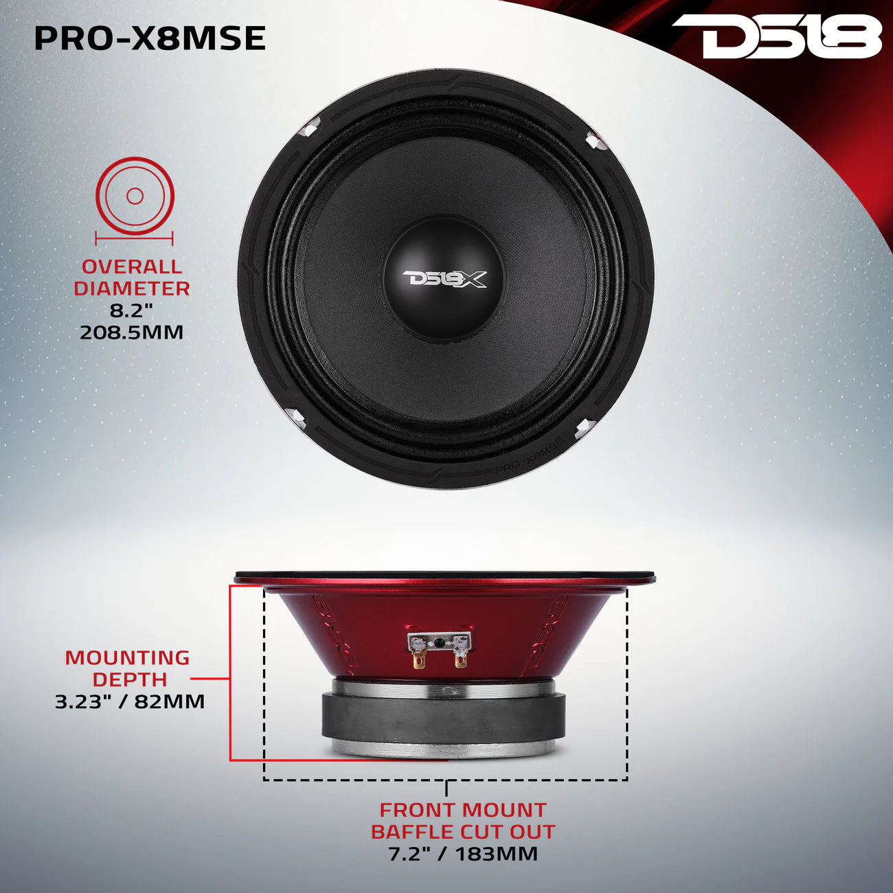 DS18 PRO-X 8" Sealed Back Mid-Range Loudspeaker 275 Watts Rms 8-Ohm image 5