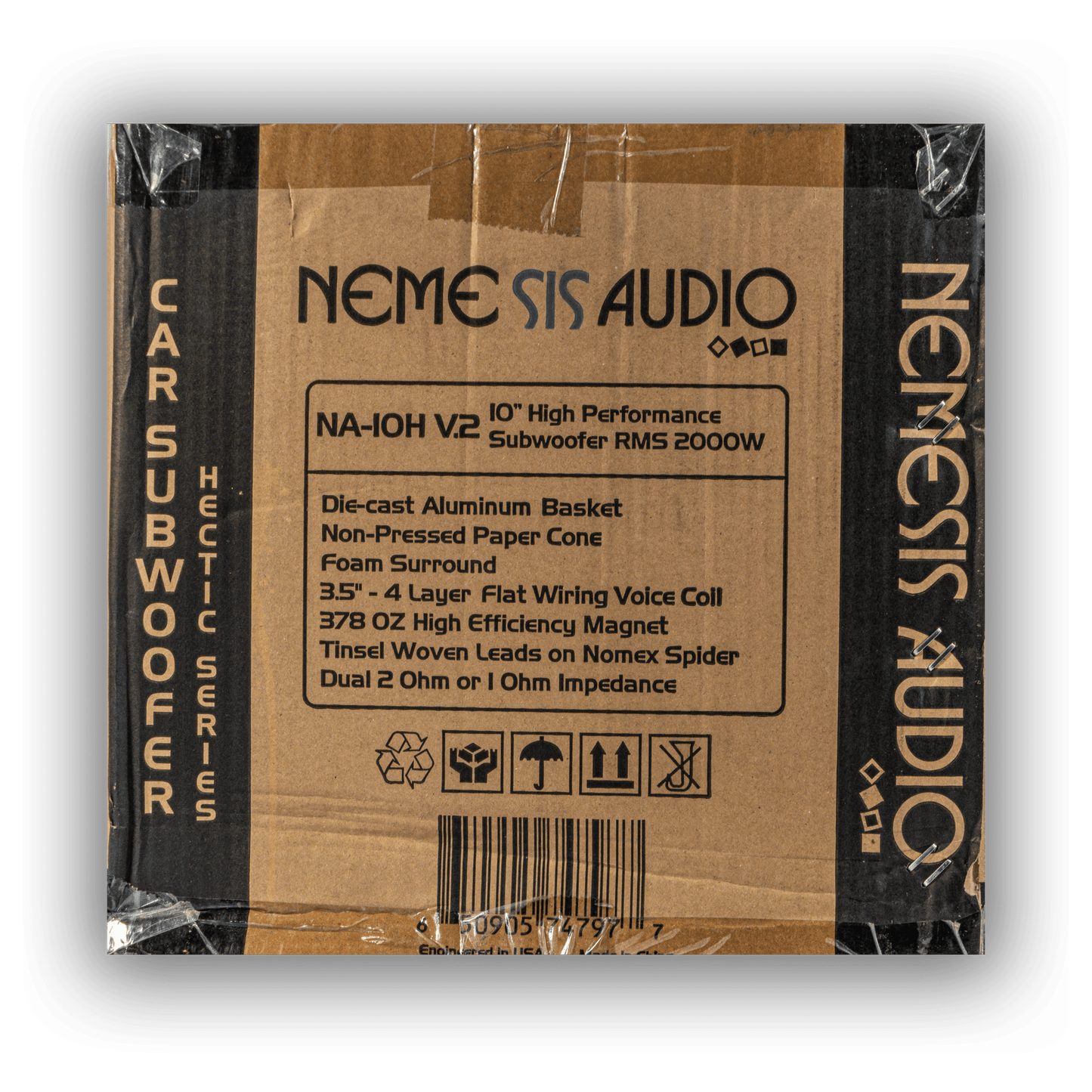 Nemesis Audio NA-10H V.2 10-inch 2000W RMS subwoofer retail box rear