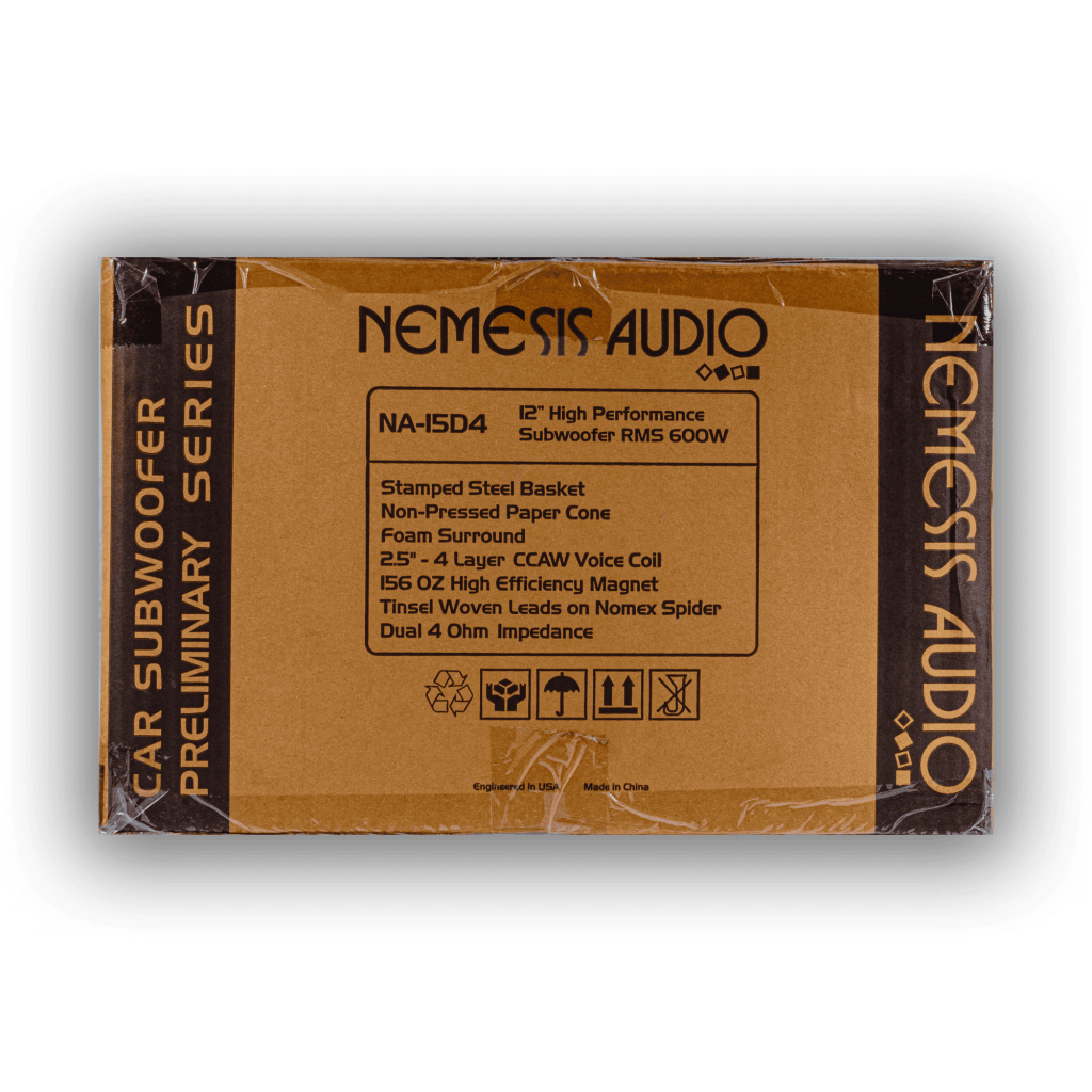 Nemesis Audio NA-15D4 15-inch 600W RMS subwoofer retail box rear