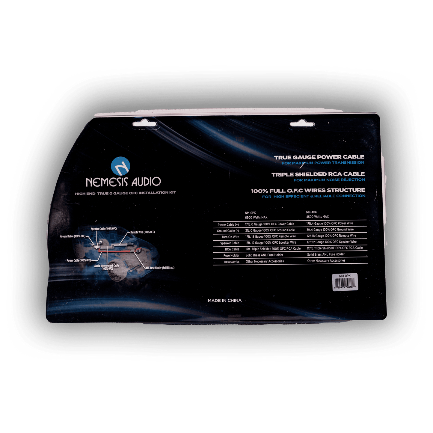 Nemesis Audio NM-0PK 0 gauge OFC amp kit rear box specs