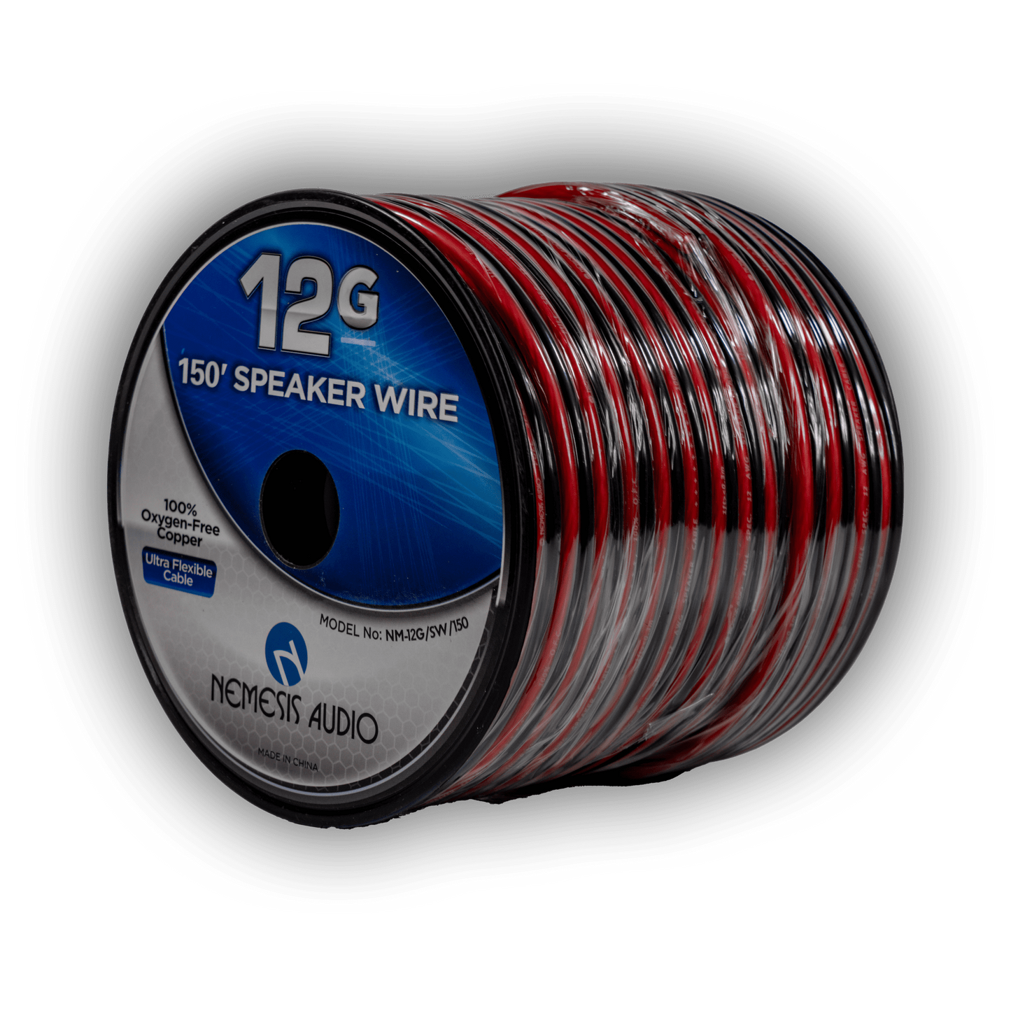 Nemesis Audio NM-12G/SW/150 150-foot speaker wire roll closeup