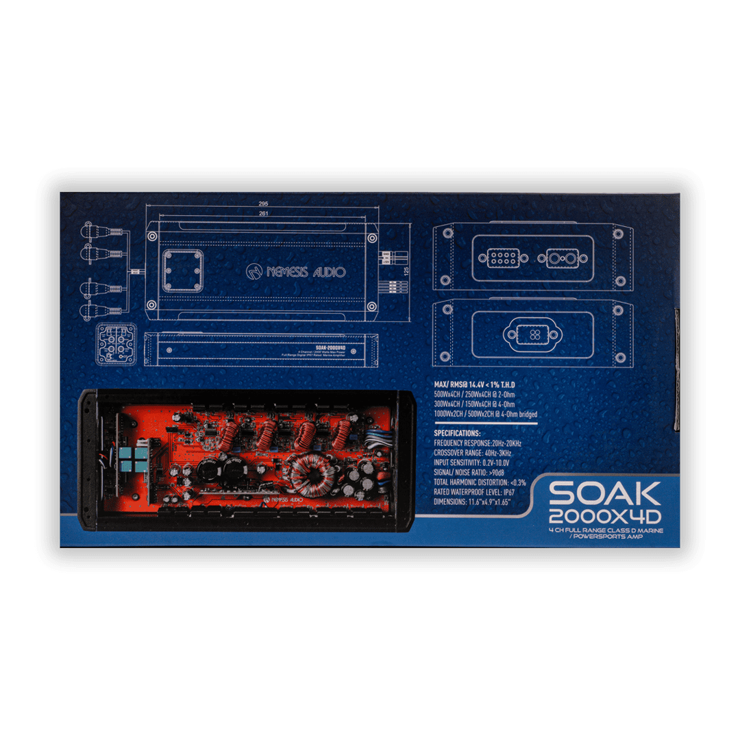 SOAK-2000X4D | 4-Channel Full Range Class D Marine Powersports Amplifier 1000 Watts image 5