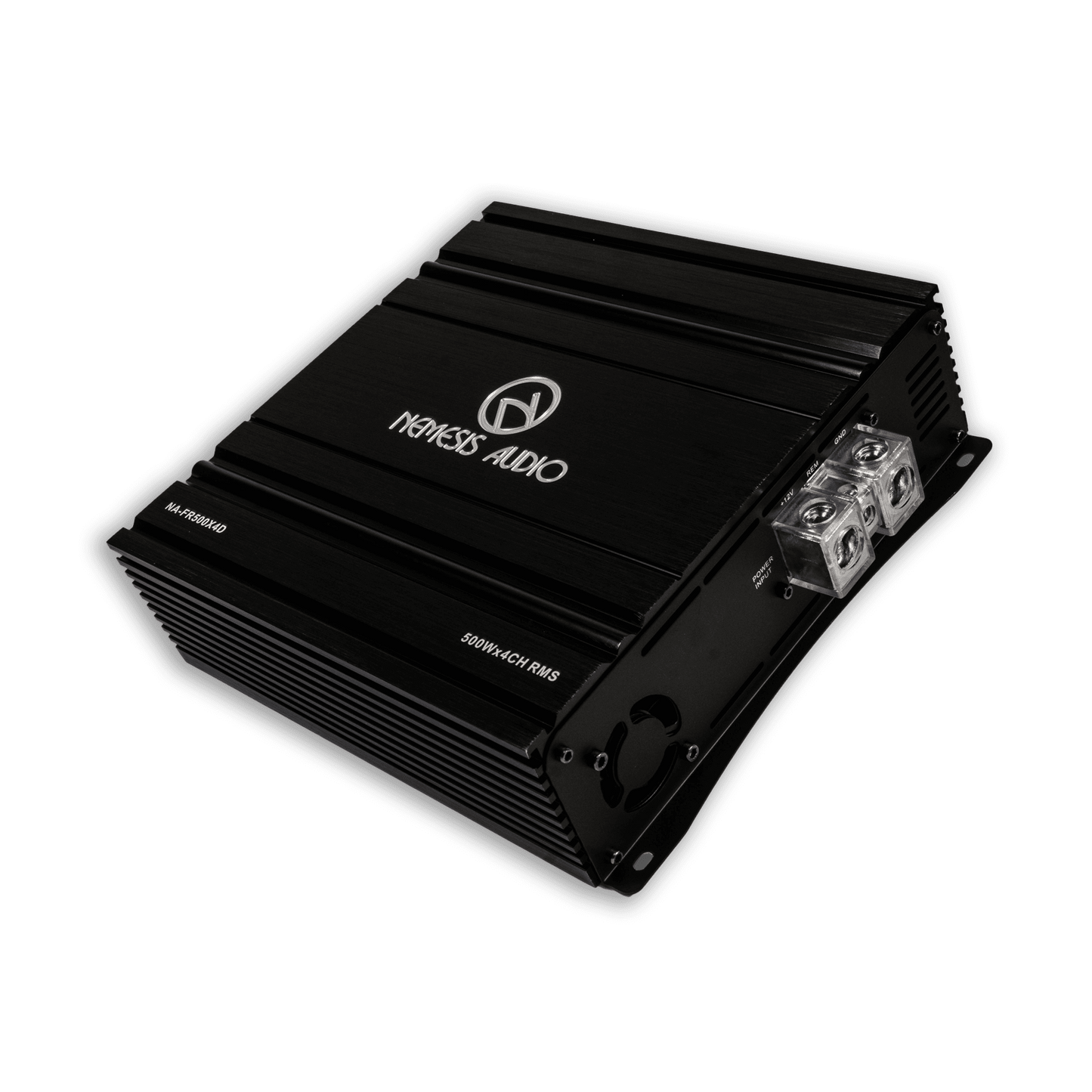 Nemesis NA-FR500X4D 4-channel car amplifier angled right view