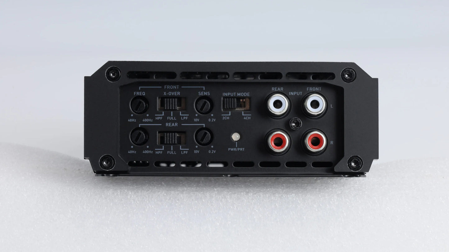 Nemesis Audio MICRO-2000X4D 1000W RMS speaker amplifier close up