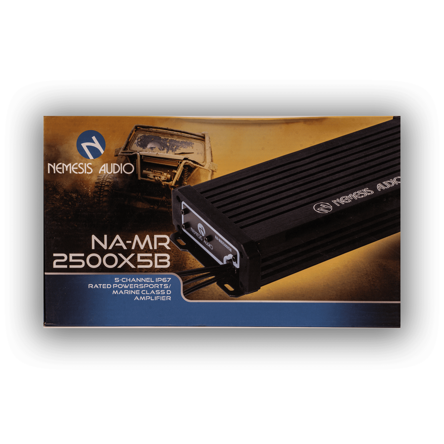Nemesis Audio NA-MR2500X5B IP67 marine Bluetooth amplifier retail box front