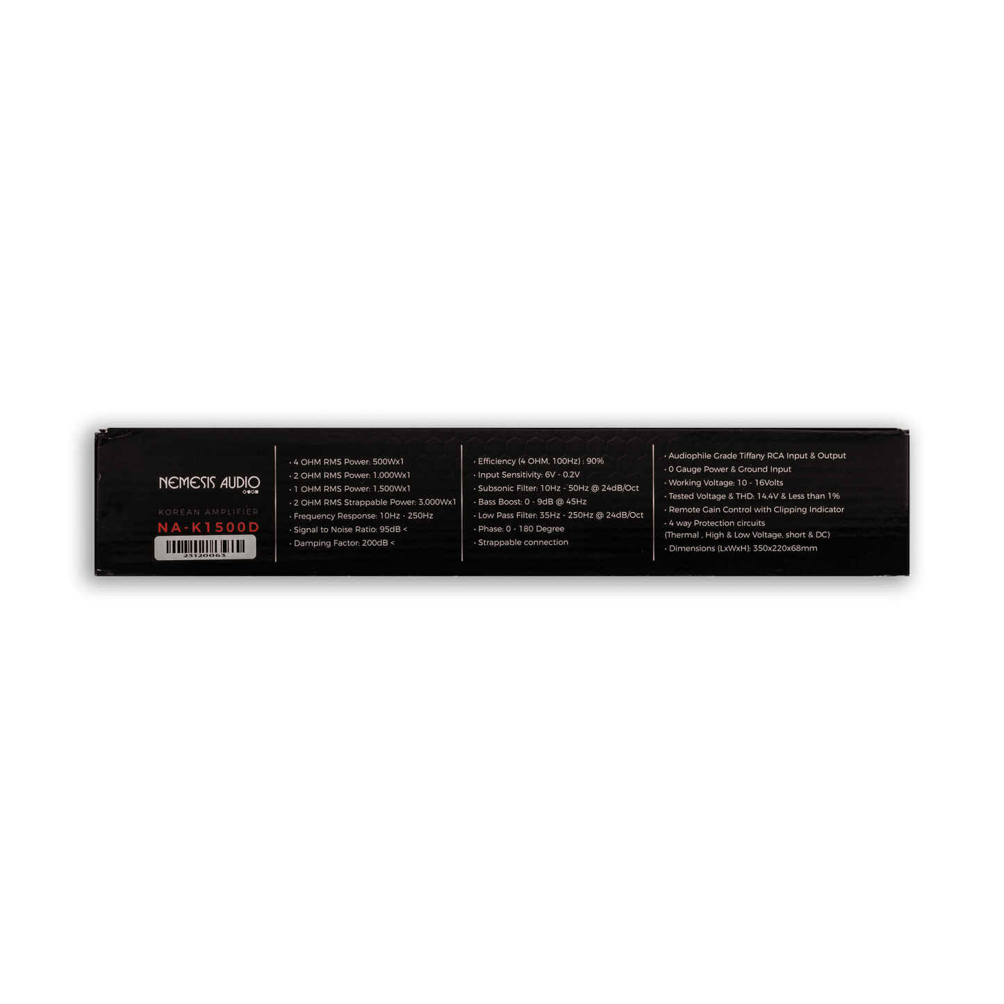 NA-K1500D | 1500W @ 1-Ohm Class D 1-Channel Monoblock Car Amplifier Made In Korea Team Series image 4