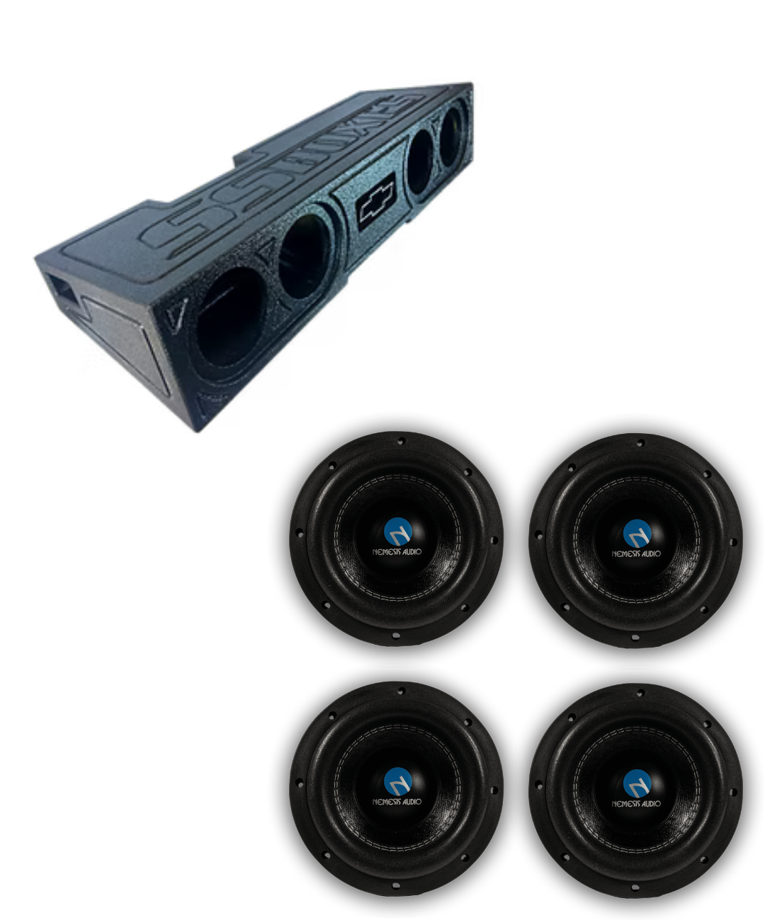 Universal truck 4x8 quad 8 subwoofer box and subs package