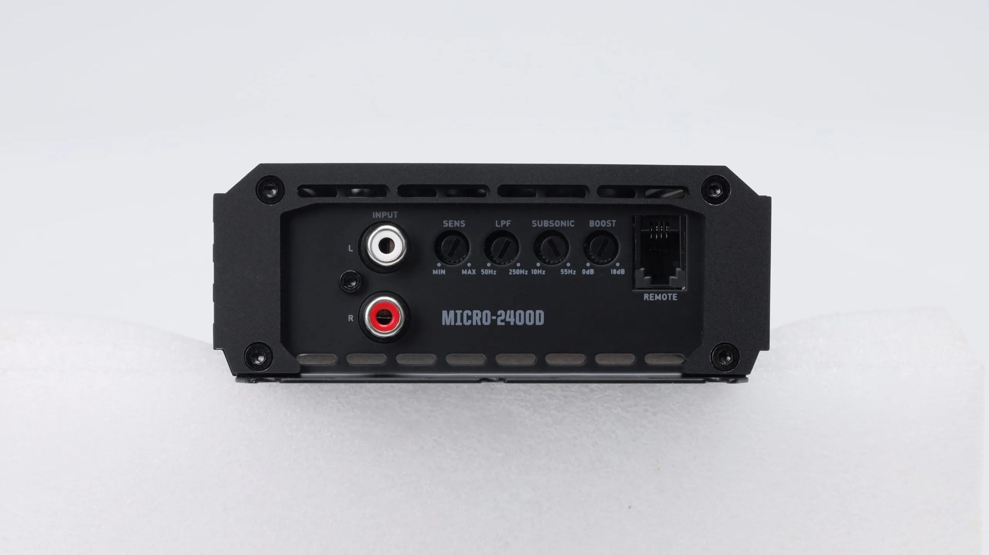 Nemesis Audio MICRO-2400D bass amplifier angled chassis view