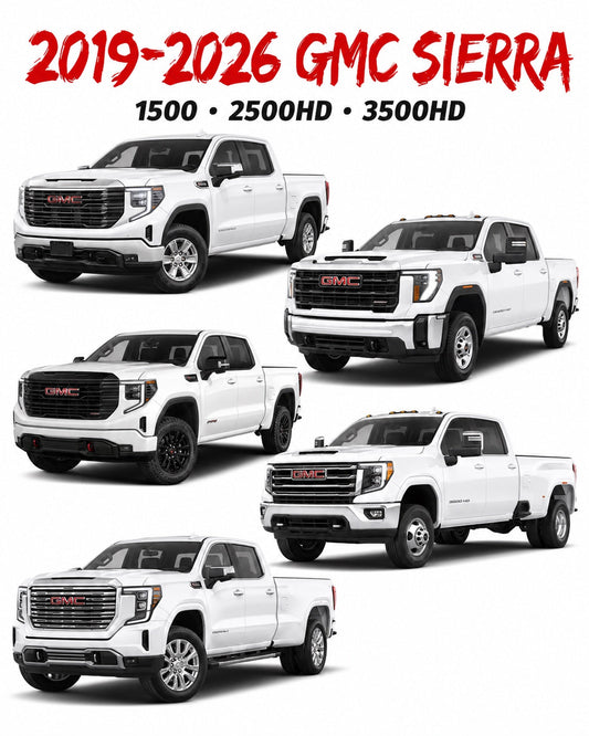 2019–2026 GMC Sierra 1500, 2500HD, and 3500HD Crew Cab fitment guide for GMC Sierra truck bass package