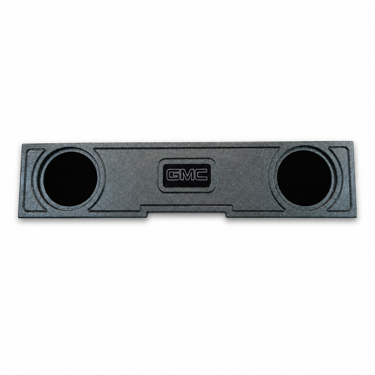 2019-2026 GMC Sierra 2x10 center console subwoofer box with GMC logo on white background