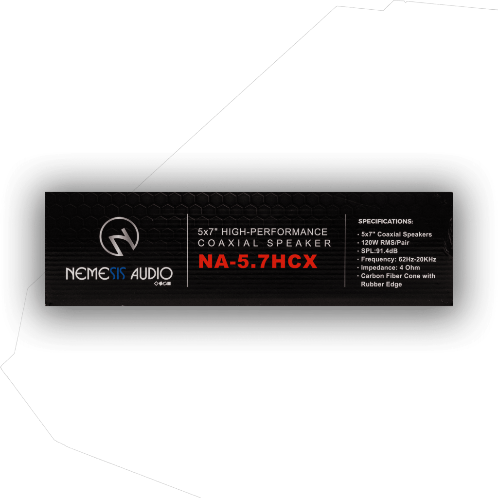 Nemesis Audio NA-5.7HCX 5x7-inch 120W RMS speaker retail box side