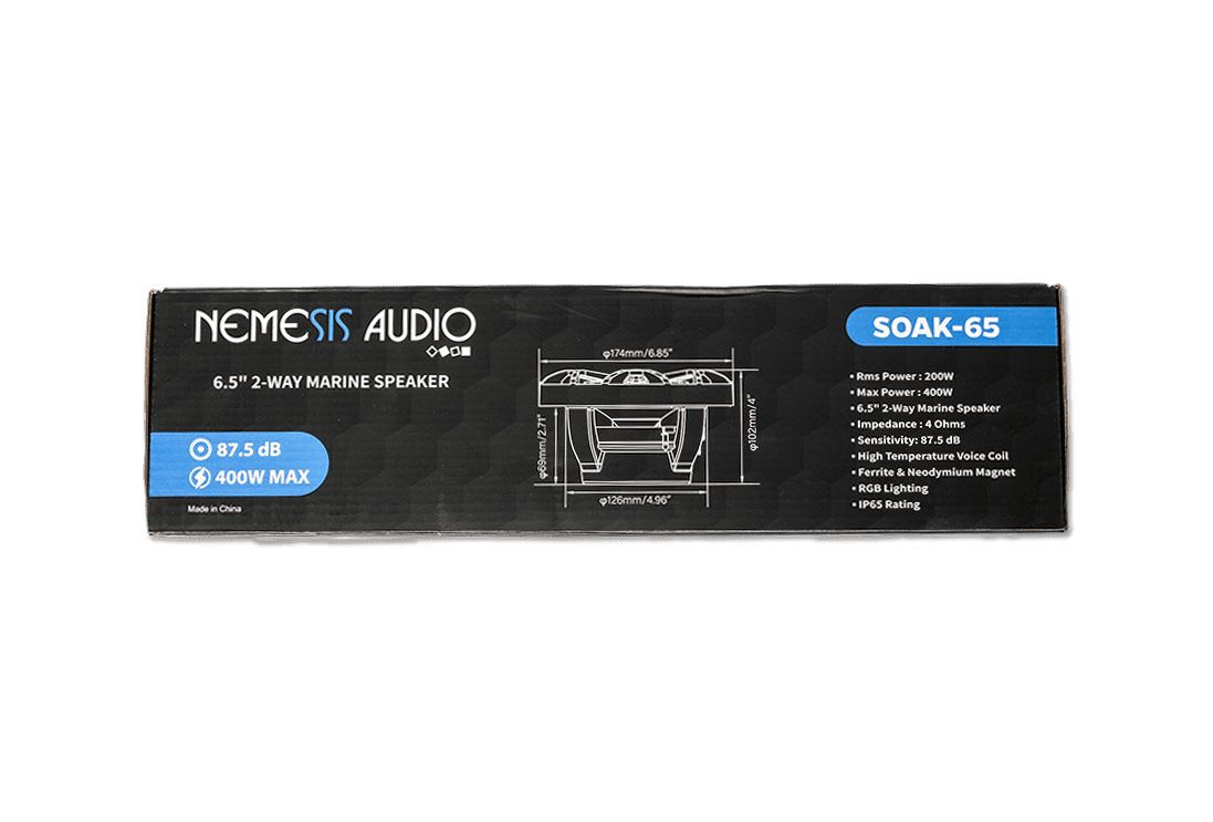 Nemesis Audio SOAK-65 motorcycle audio speaker detail