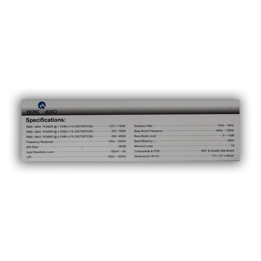 NA-1KD | Class-D 1-Channel Car Amplifier 575W RMS @ 1-Ohm image 3