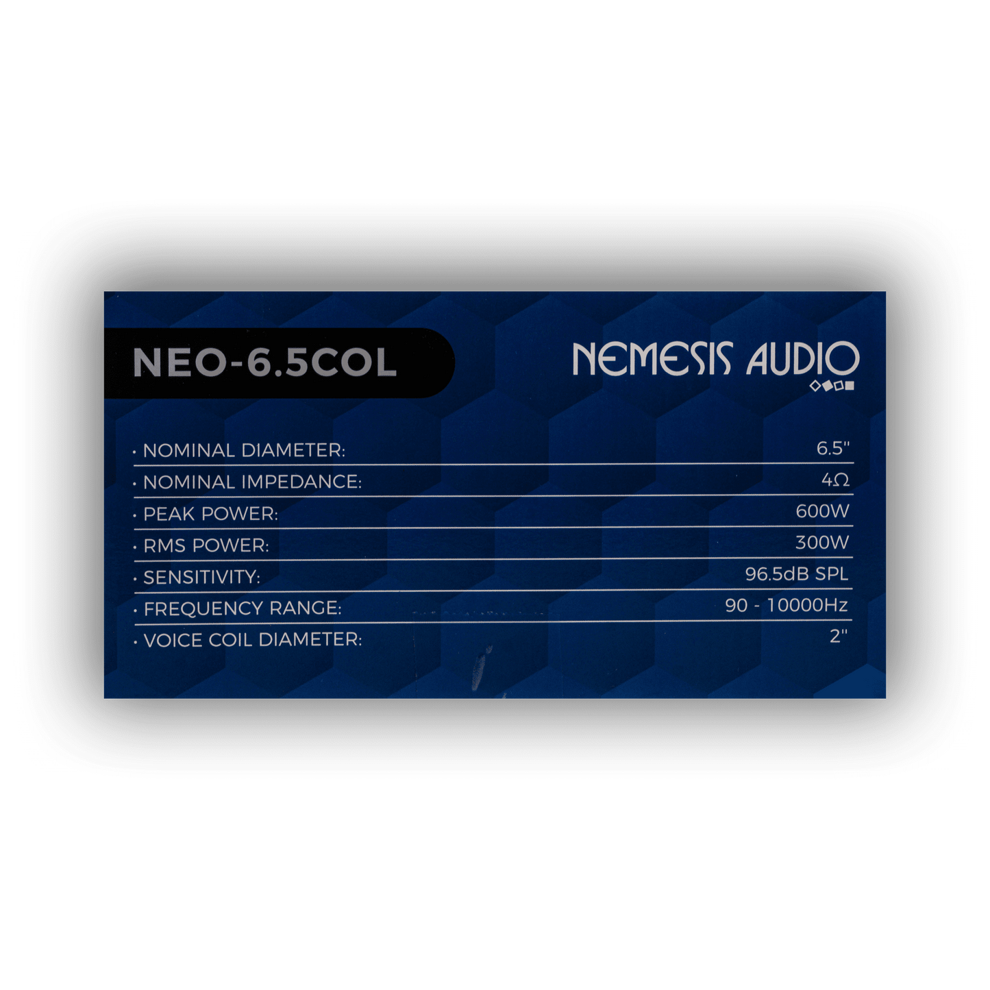 Nemesis Audio NEO-6.5COL car audio midrange speaker side angle