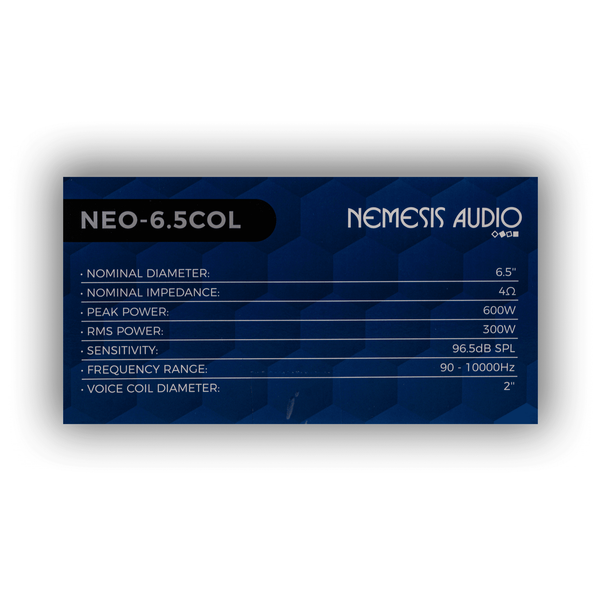 Nemesis Audio NEO-6.5COL car audio midrange speaker side angle