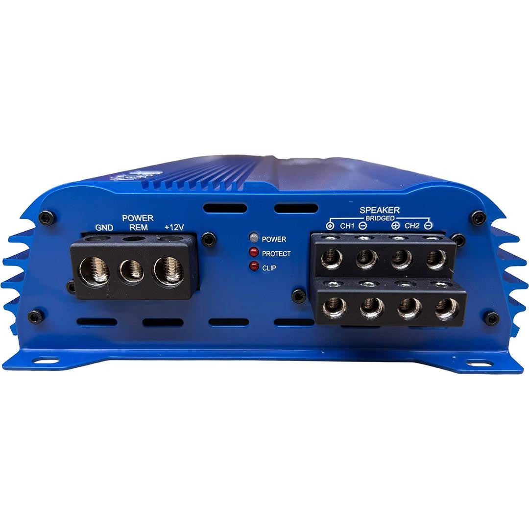 Down4Sound JP234 Blue bridged speaker amplifier angle photo