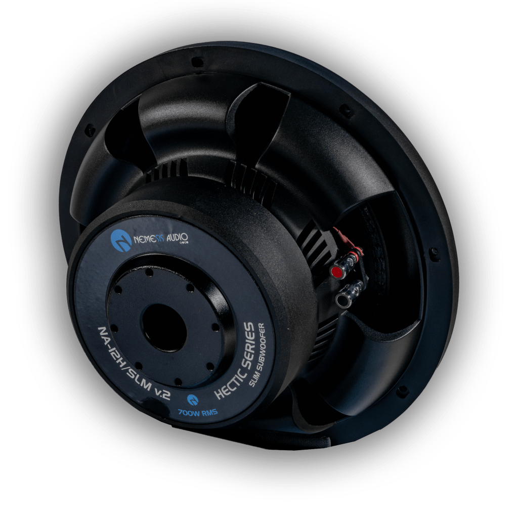 Nemesis Audio NA-12H-SLM V.2 12-inch shallow subwoofer rear motor view