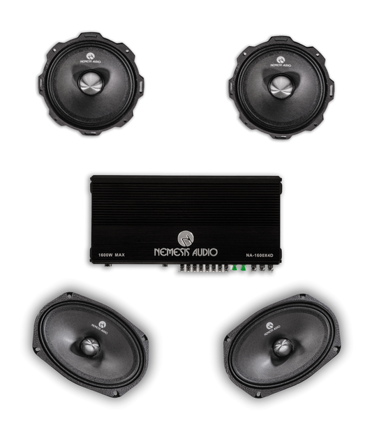 Nemesis Audio Pro Voice Package – 4 Door Speaker Upgrade with Amplifier (6.5" and 6x9")