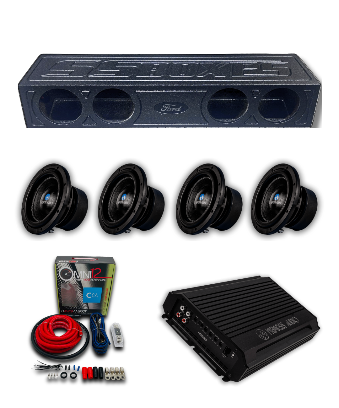 2009–2026 Ford F150 SuperCrew / 2017–2026 F250/F350 Crew Cab - Quad 8” Nemesis Audio Bass Package