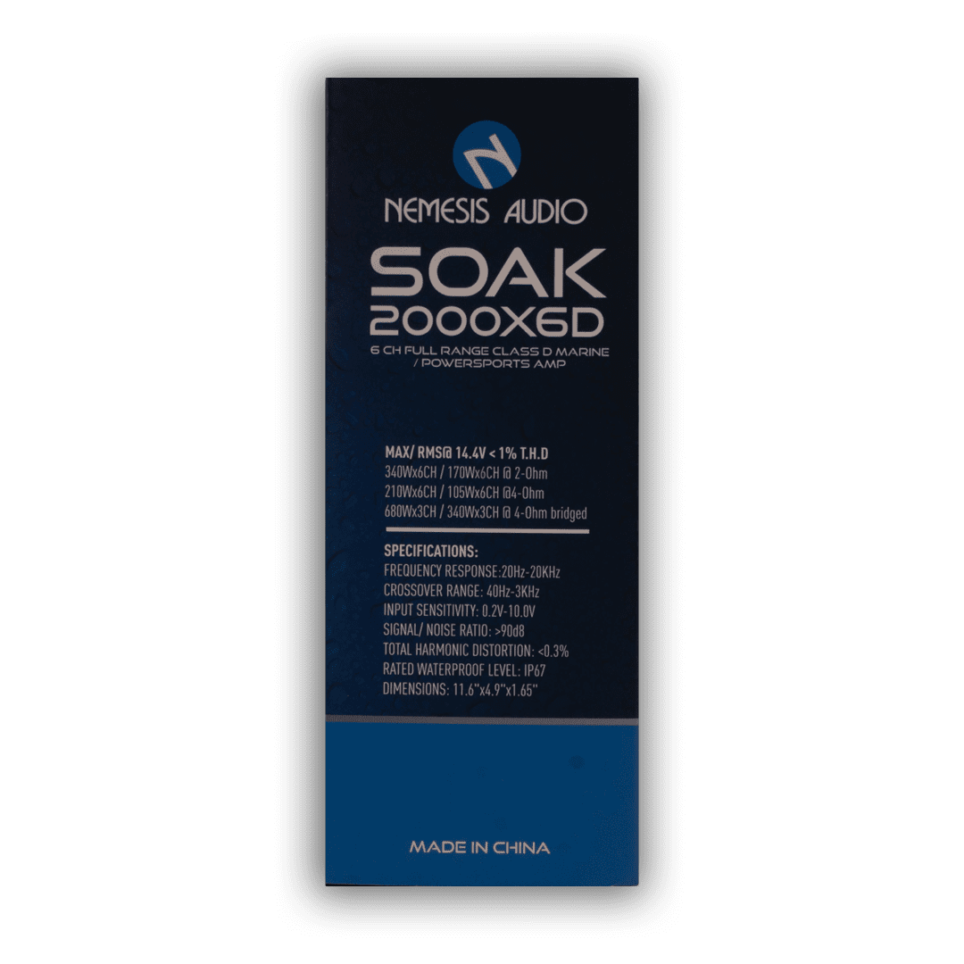 SOAK-2000X6D | 6-Channel Full Range Class D Marine Powersports Amplifier image 6