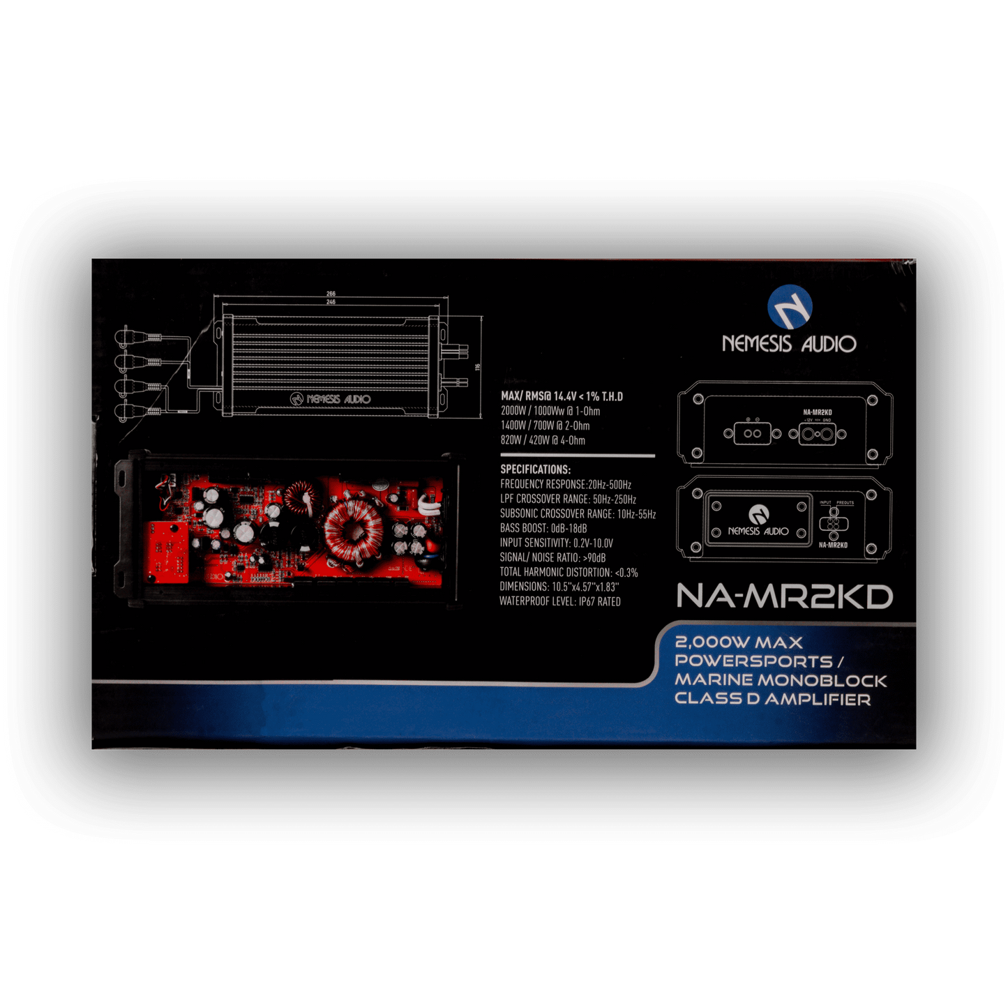 NA-MR2KD | 2000W MAX/1000W RMS Marine/Powersports Class D Monoblock Amplifier image 5