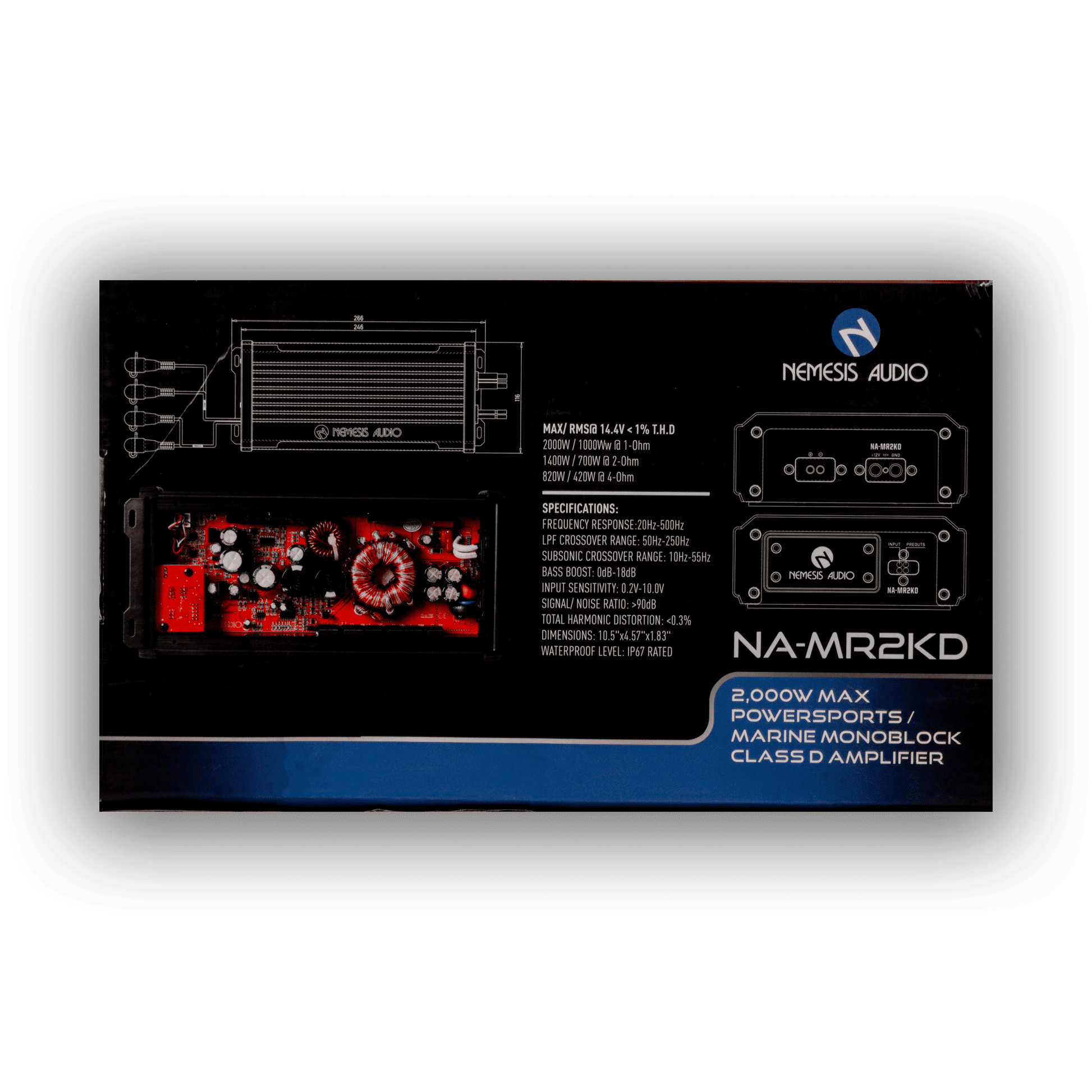 NA-MR2KD | 2000W MAX/1000W RMS Marine/Powersports Class D Monoblock Amplifier image 5