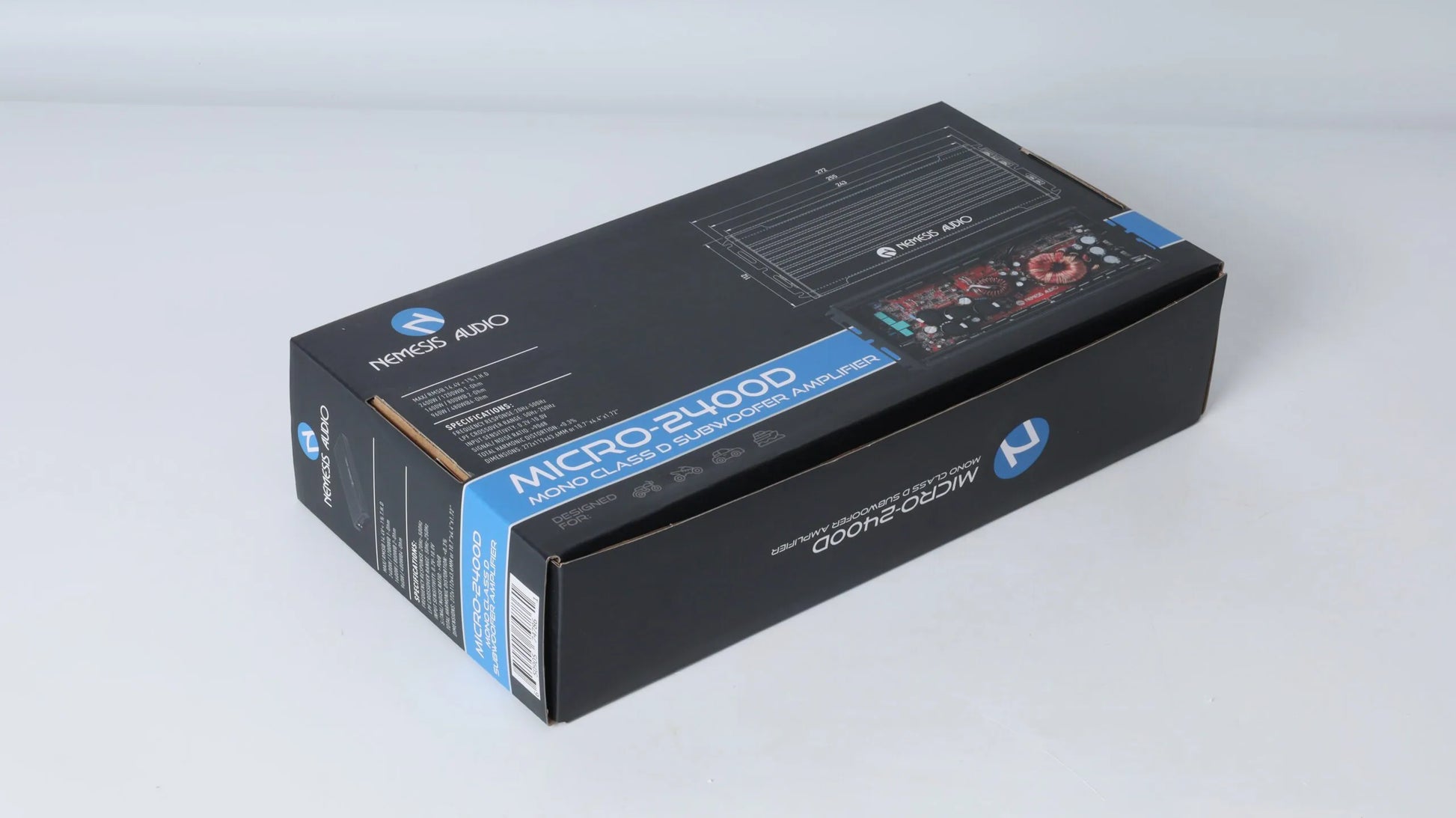 Nemesis Audio MICRO-2400D compact bass amp side view