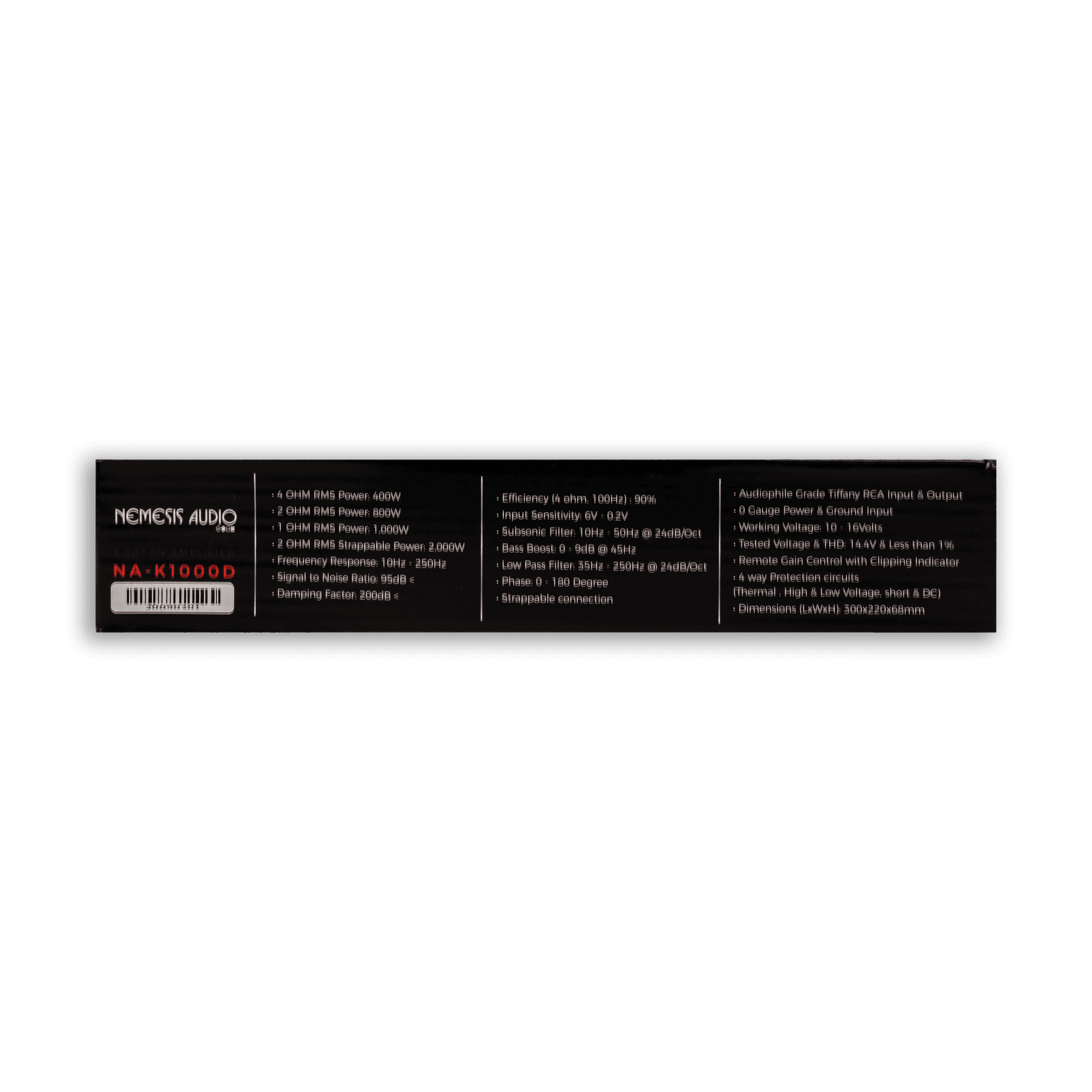 NA-K1000D | 1000 Watts @ 1-Ohm Class D 1-Channel Monoblock Car Amplifier Made In Korea Team Series image 6