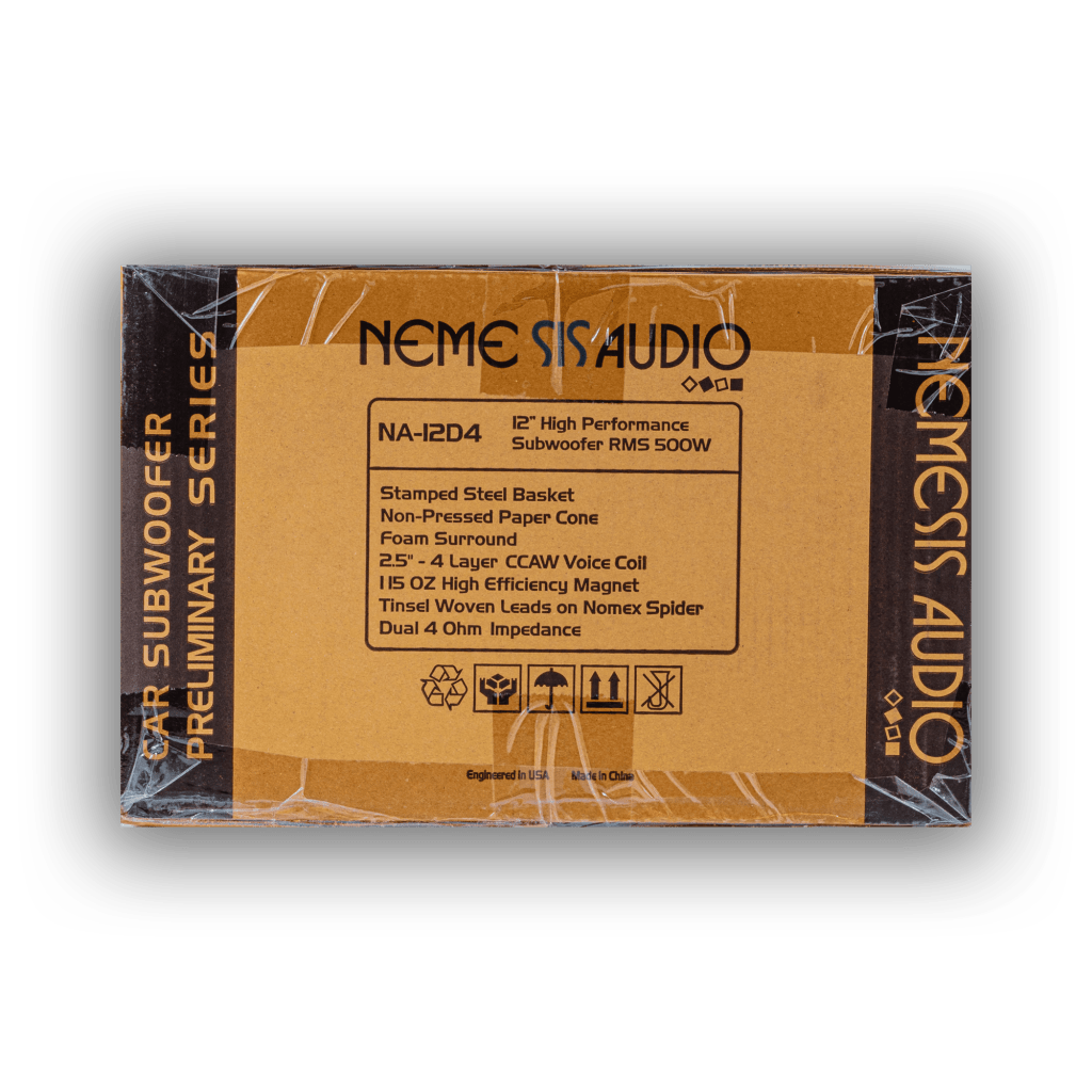 Nemesis Audio NA-12D4 12 inch subwoofer retail box rear for single cab 2x12 bass package