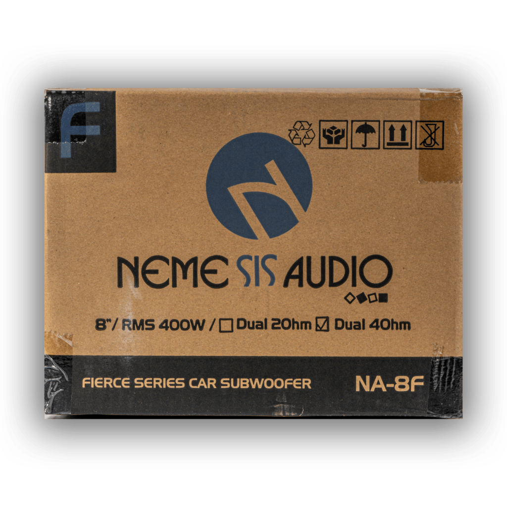 Nemesis Audio NA-8F 8-inch 400W RMS subwoofer retail box front