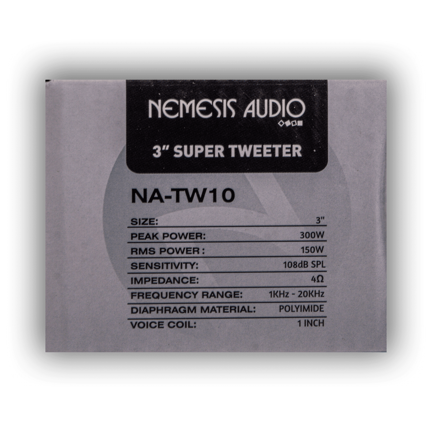 Nemesis Audio NA-TW10 150W RMS tweeter retail box rear
