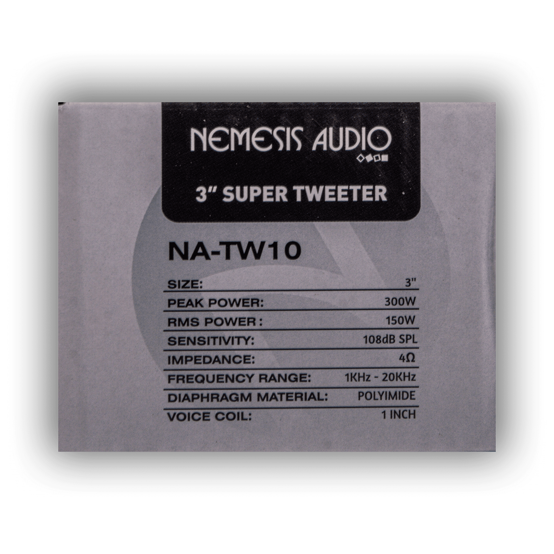 Nemesis Audio NA-TW10 150W RMS tweeter retail box rear