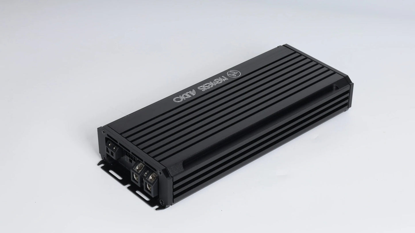Nemesis Audio MICRO-2600X5D speaker and subwoofer amplifier side connections
