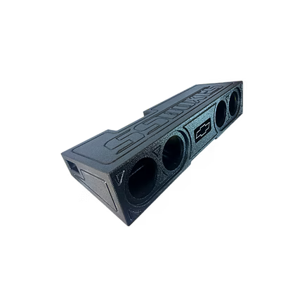 Silverado Sierra Crew Cab 4x8 under-seat ported subwoofer box bedliner finish