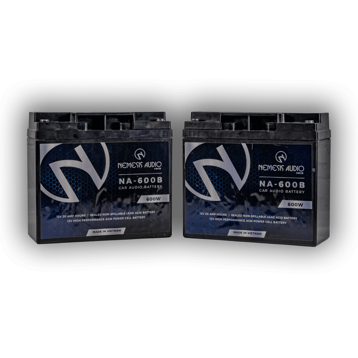 Nemesis Audio NA-600B 600W 12V 20Ah AGM car audio battery angle view