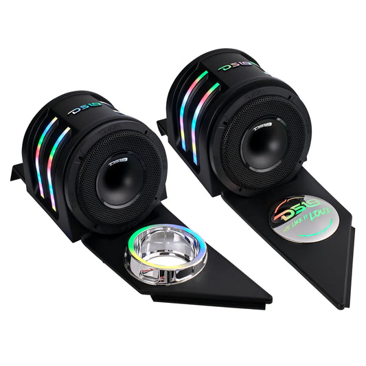 DS18 Polaris Slingshot Headrest Empty Enclosure With Digital LED Lights fits 4 x 6.5" Speakers | 2015 - Current image 0
