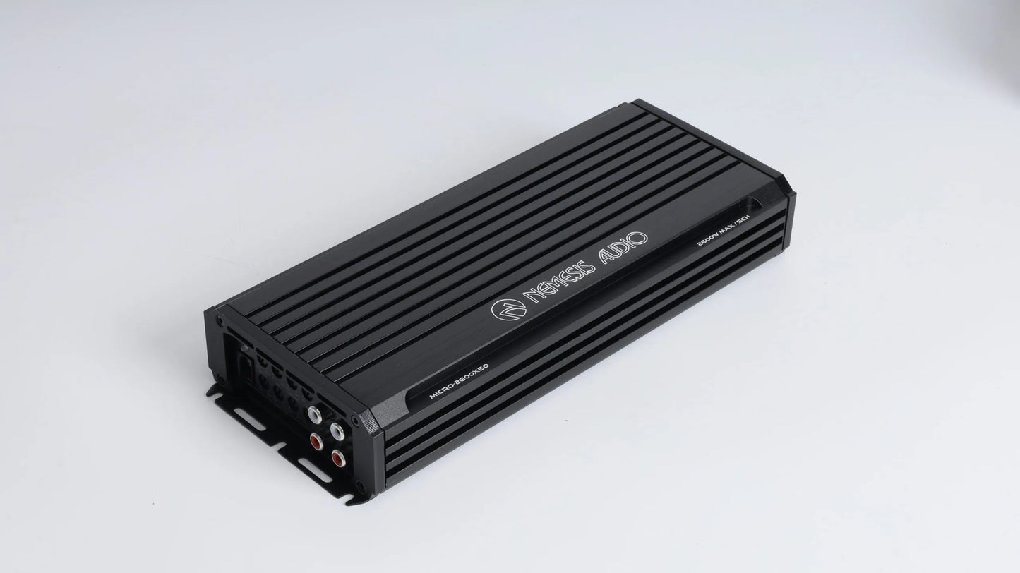 Nemesis Audio MICRO-2600X5D compact 5-channel Class D amplifier front view