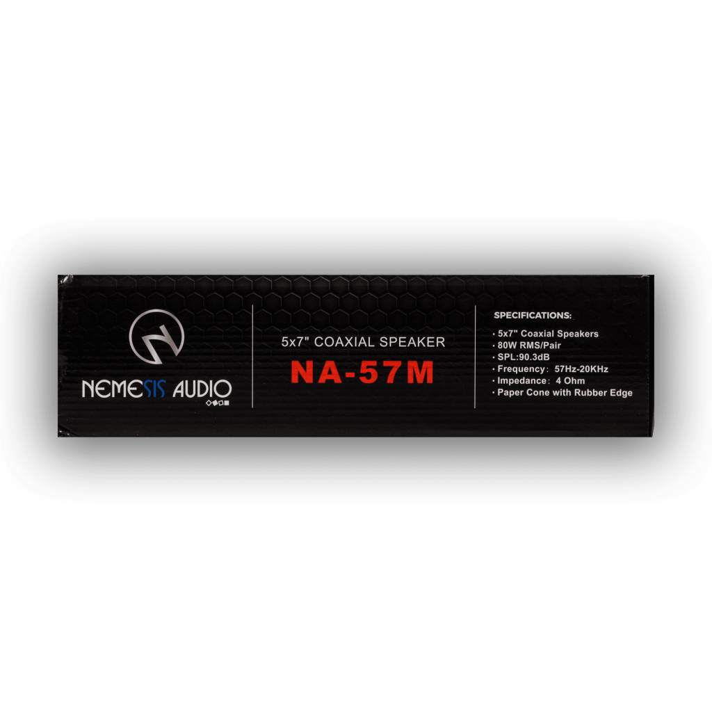 Nemesis Audio NA-57M 5x7-inch 80W RMS speaker retail box side