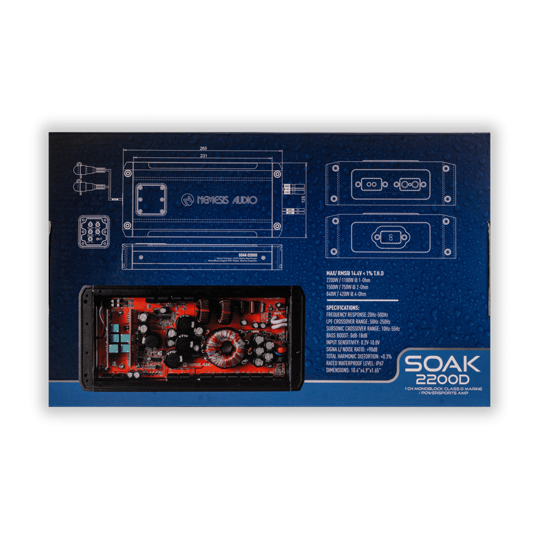 SOAK-2200D | 2200W RMS 1-Channel Monoblock Class D Marine Powersports Amplifier image 5