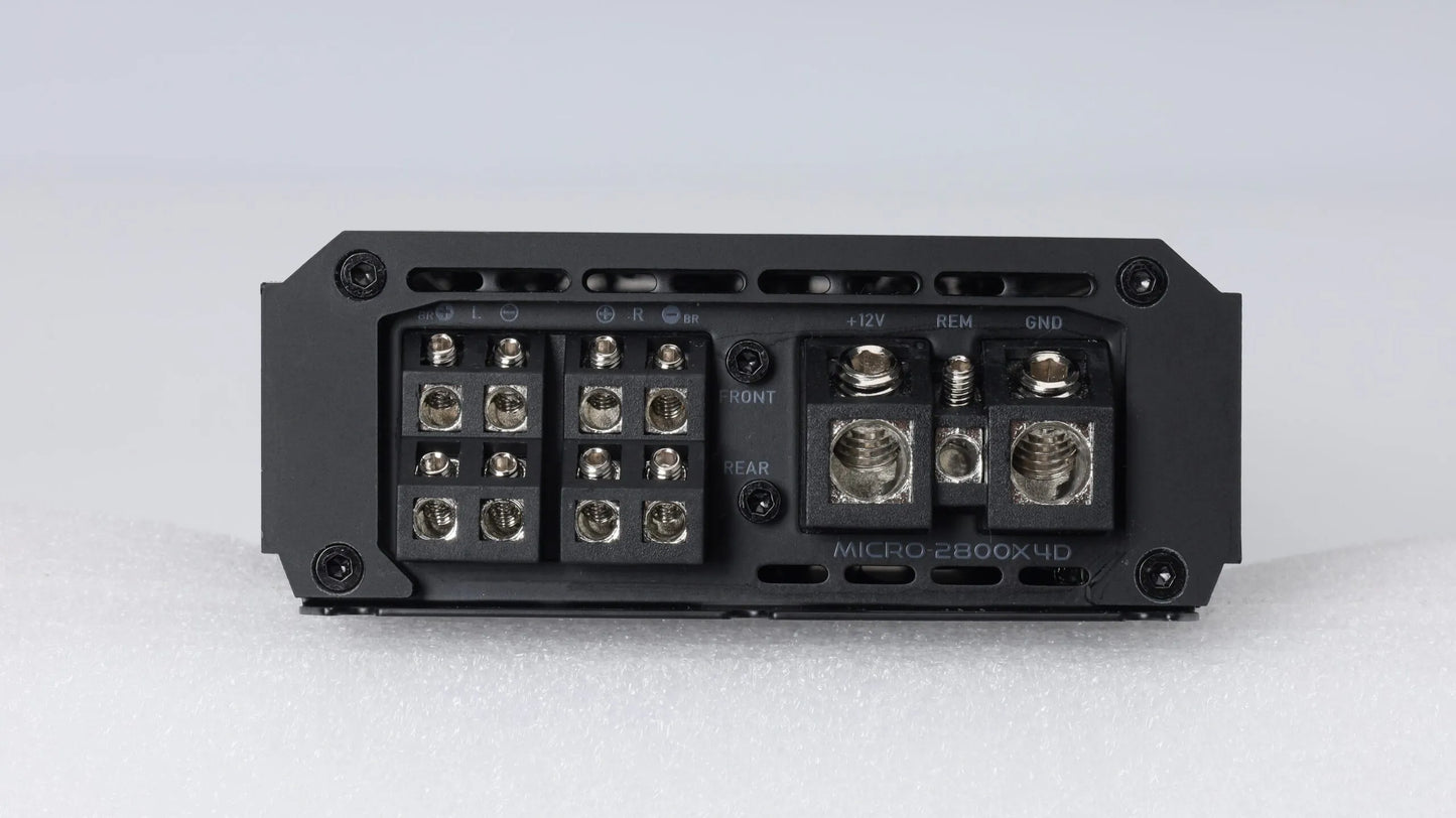 Nemesis Audio MICRO-2800X4D mids and highs amplifier side view