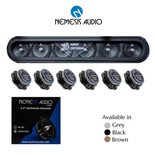 6-Speaker LED Headliner Roof Panel – Nemesis Audio NA-65MR – Gray / Black / Brown image 0