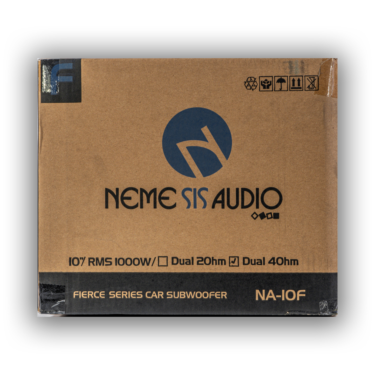 Nemesis Audio NA-10F 10 inch Fierce Series subwoofer retail box front