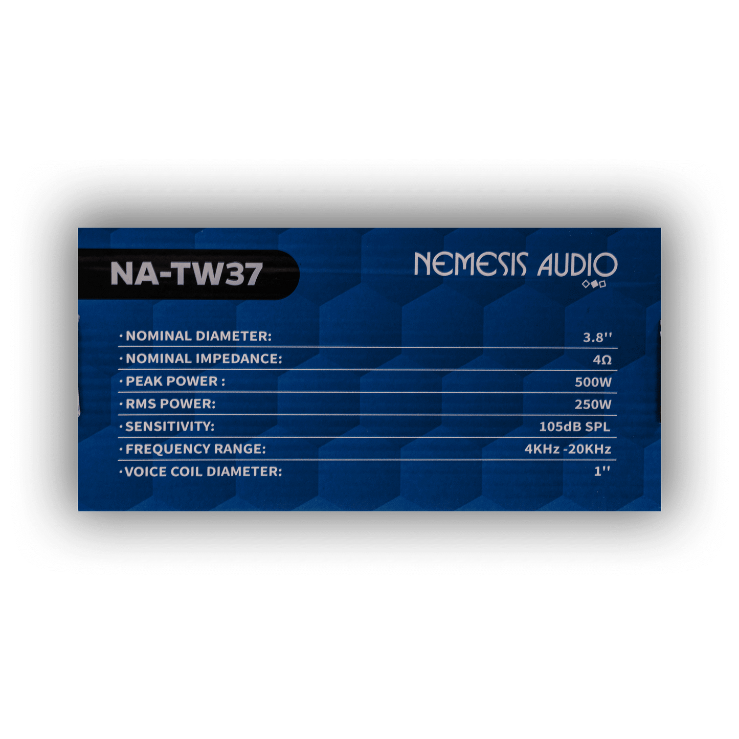 Nemesis Audio NA-TW37 250W RMS tweeter retail box rear