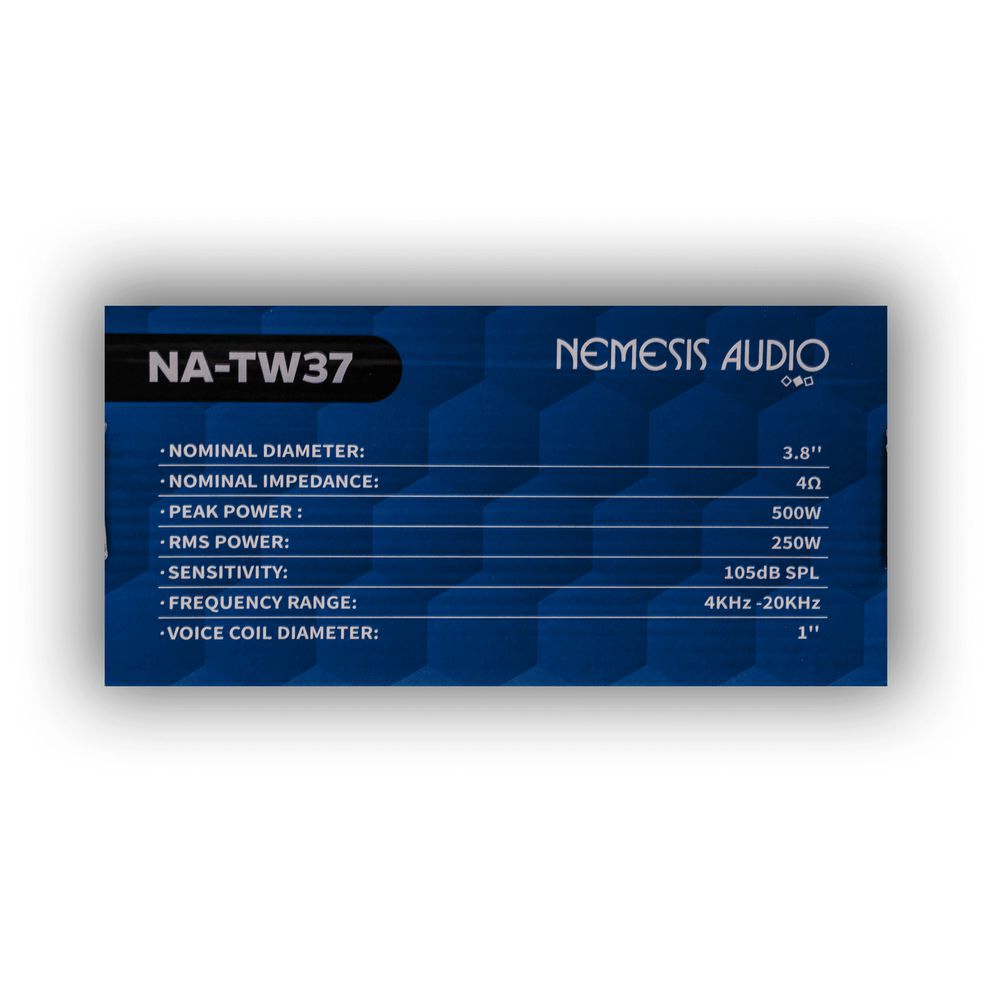 Nemesis Audio NA-TW37 250W RMS tweeter retail box rear